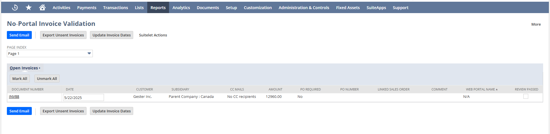 NetSuite Invoice Issuance