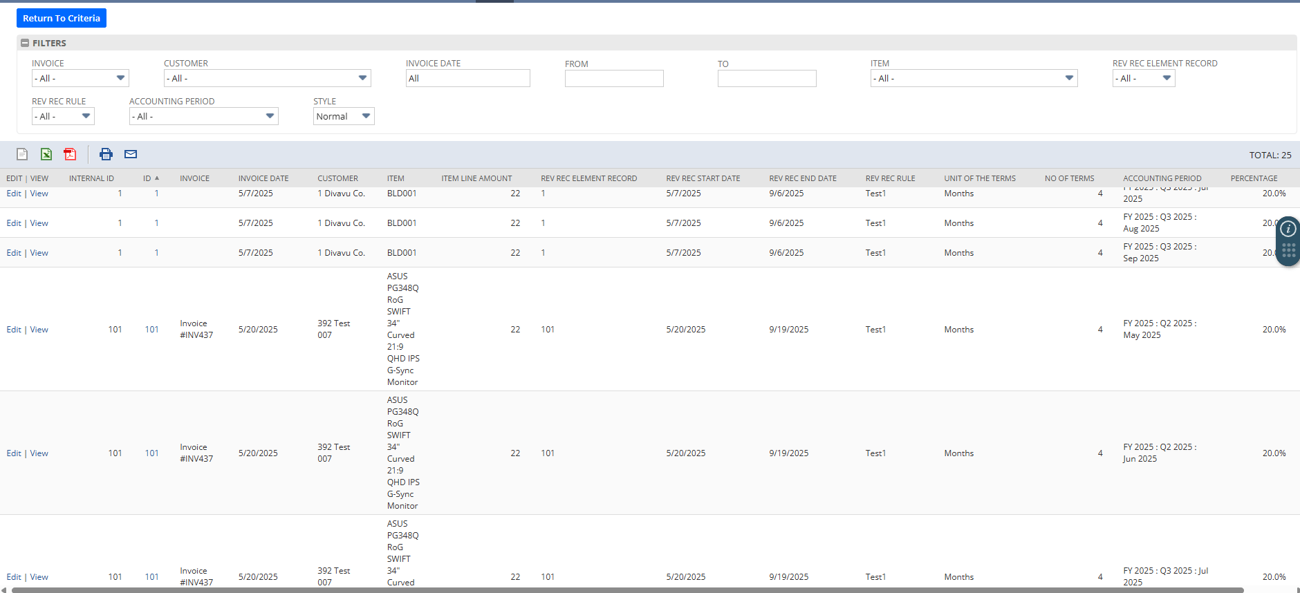 Revenue Recognition Reporting System