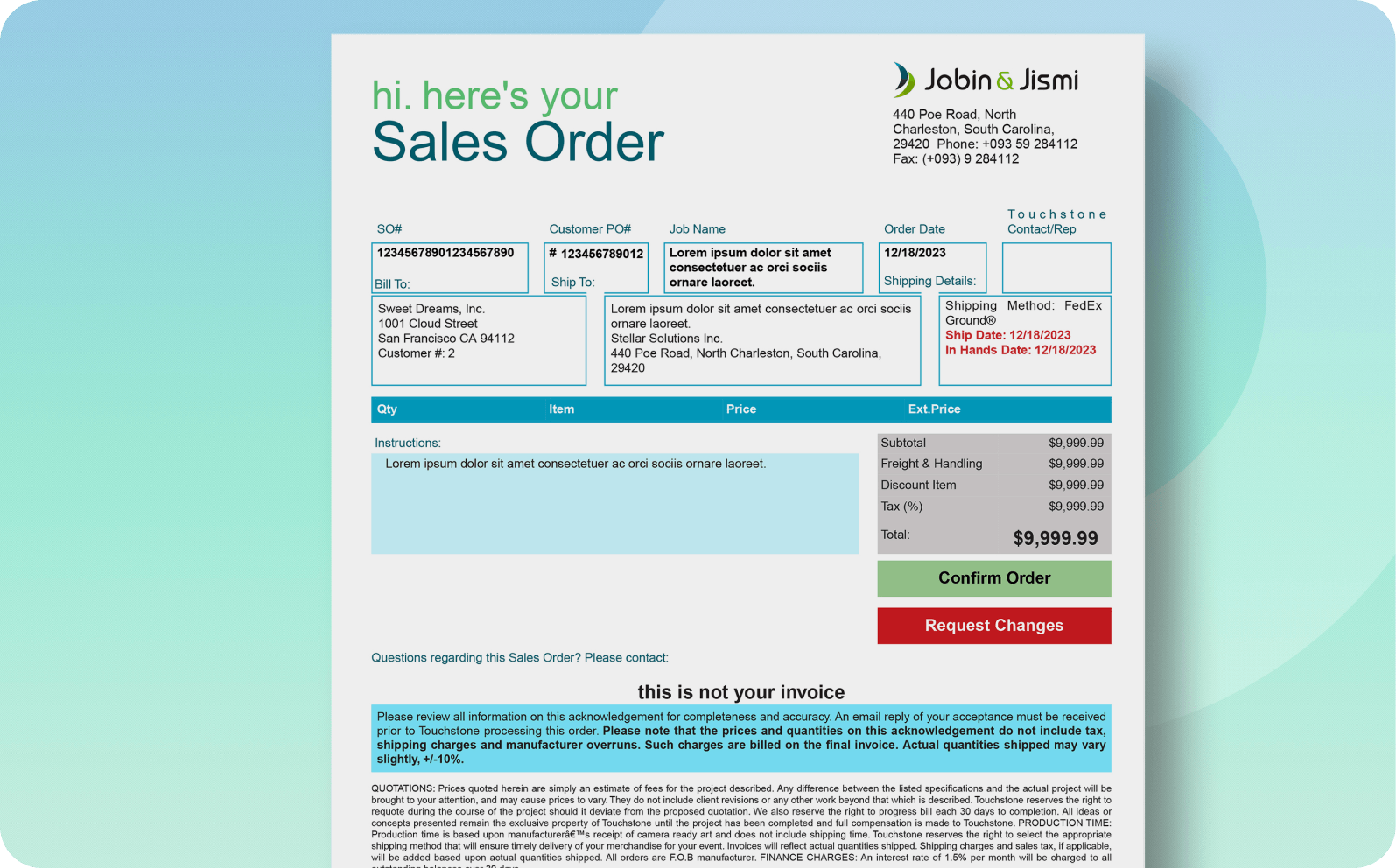 Sales Order PDF