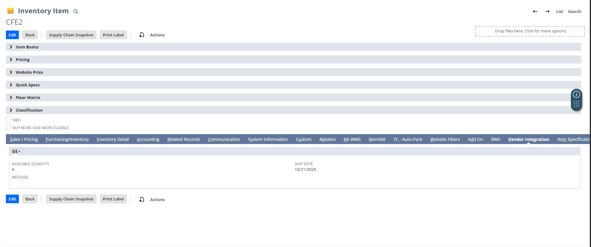 Vendor Item Availability Connector